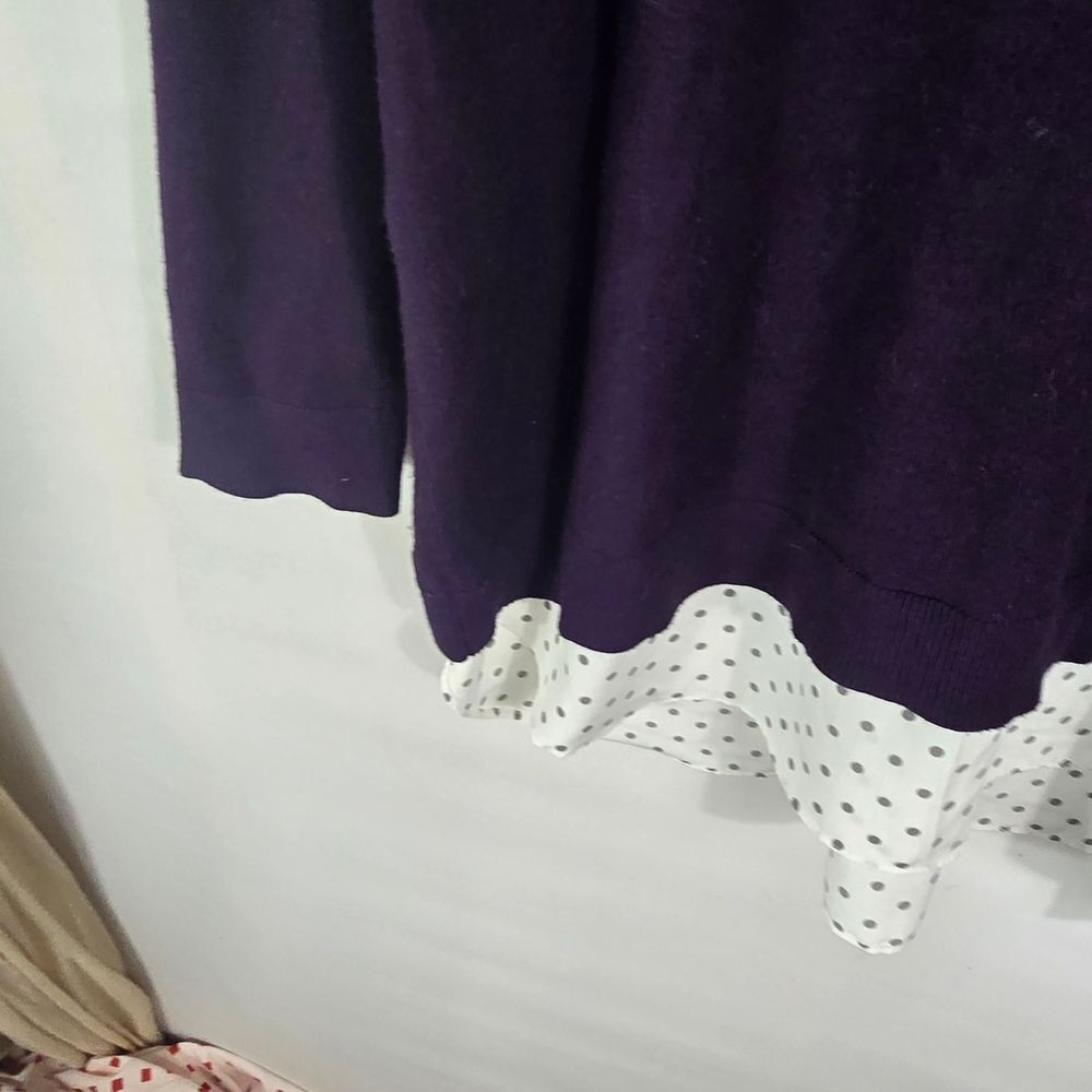 Croft & Barrow Purple Long Sleeve Sweater Top – Polka Dot Hem, Plus Size 2X - Picture 4 of 6